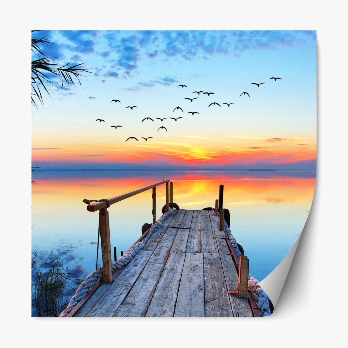 Repositionierbarer Aufkleber steg bei sonnenuntergang über ruhigem see – Wallnifity® Repositionierbarer Aufkleber steg bei sonnenuntergang über ruhigem see – Wallnifity®