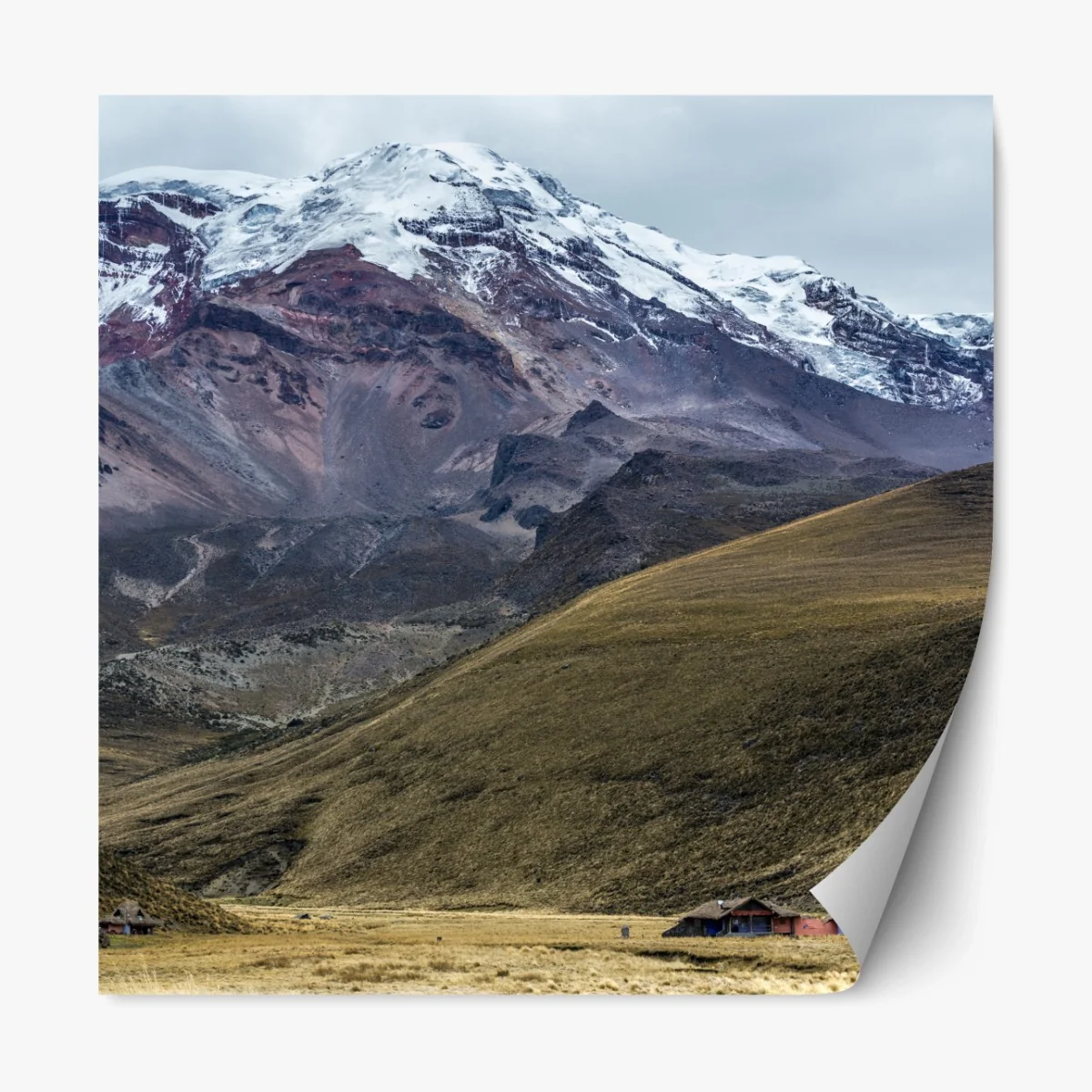 Repositionierbarer Aufkleber majestätisches schneebedecktes bergtal – Wallnifity® Repositionierbarer Aufkleber majestätisches schneebedecktes bergtal – Wallnifity®