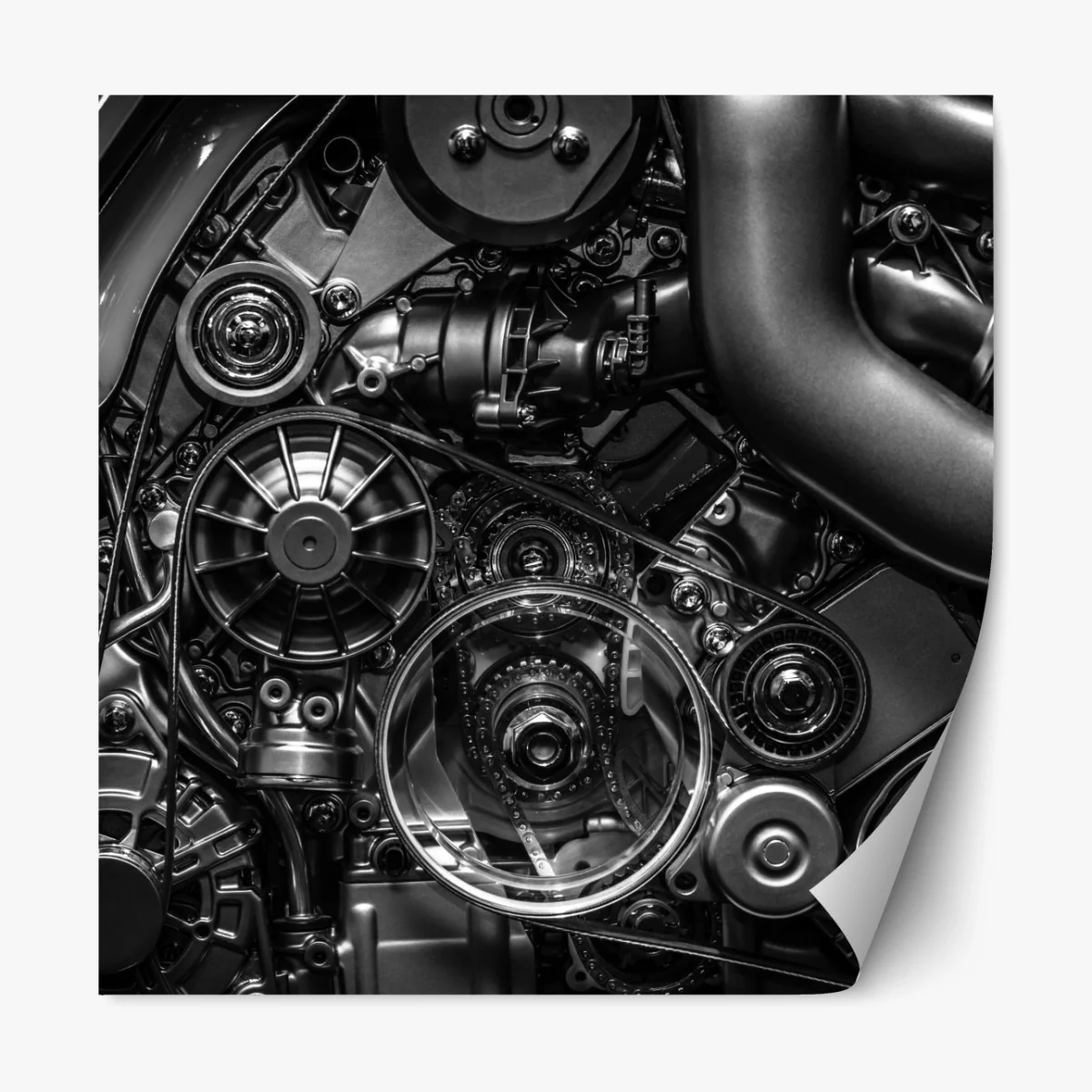 Repositionierbarer Aufkleber präzise motor-nahaufnahme im industrial-stil – Wallnifity®