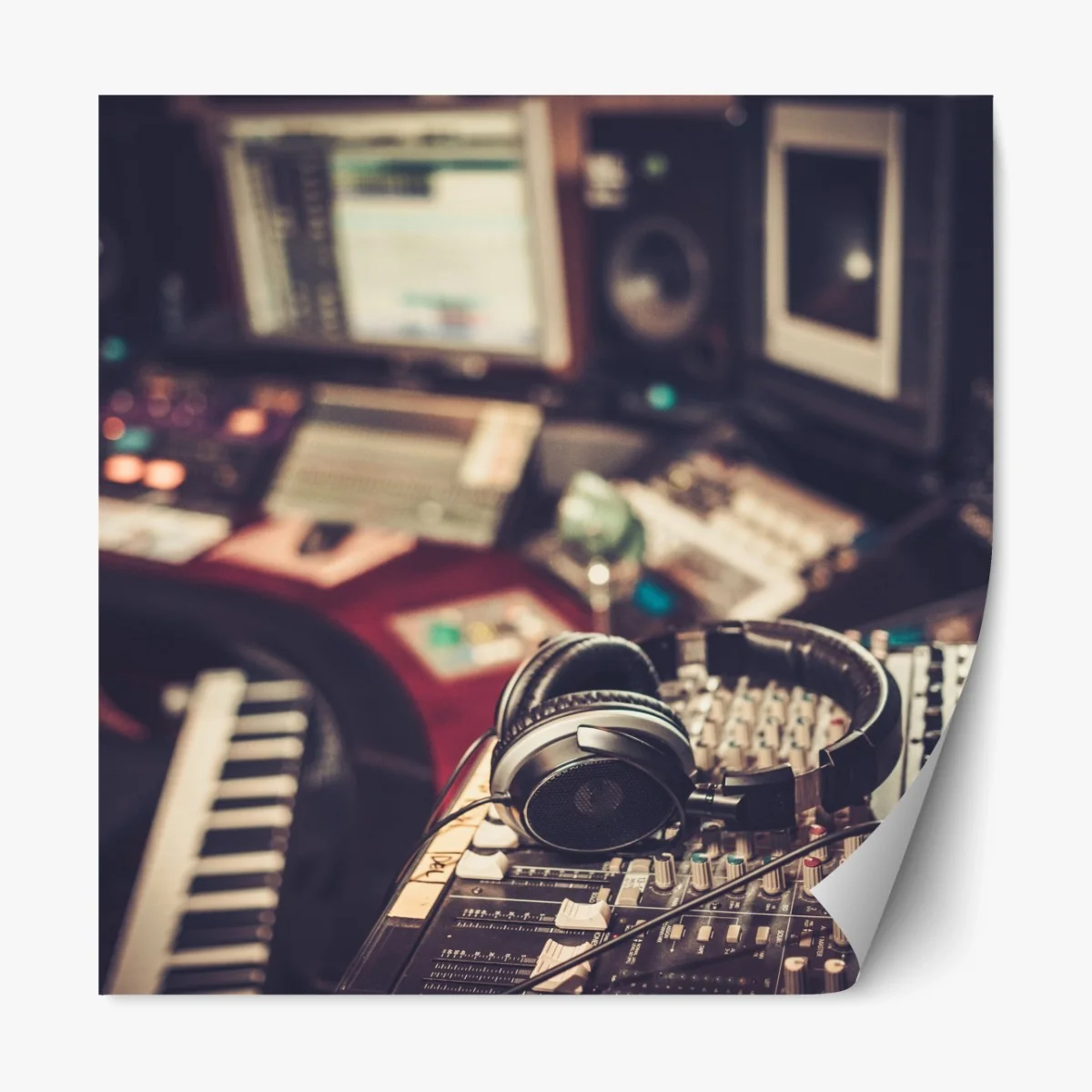 Repositionierbarer Aufkleber vintage aufnahmestudio am mischpult – Wallnifity®