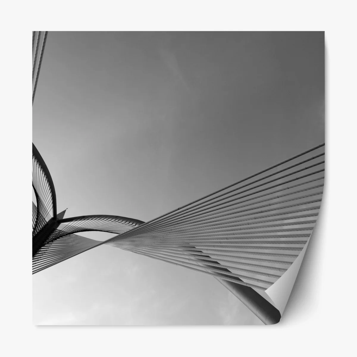 Repositionierbarer Aufkleber monochrome brücke mit geometrischen linien – Wallnifity® Repositionierbarer Aufkleber monochrome brücke mit geometrischen linien – Wallnifity®