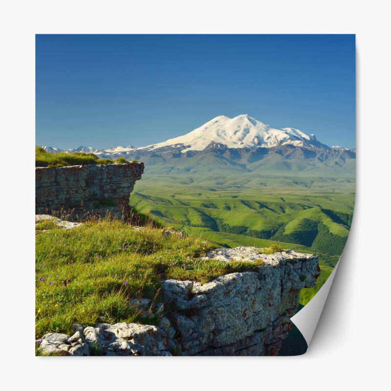 Repositionierbarer Aufkleber majestätischer Elbrus am morgen
