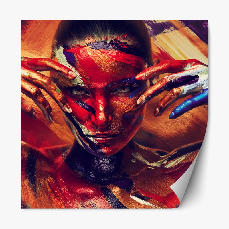 Repositionierbarer Aufkleber mysteriöses bemaltes porträt