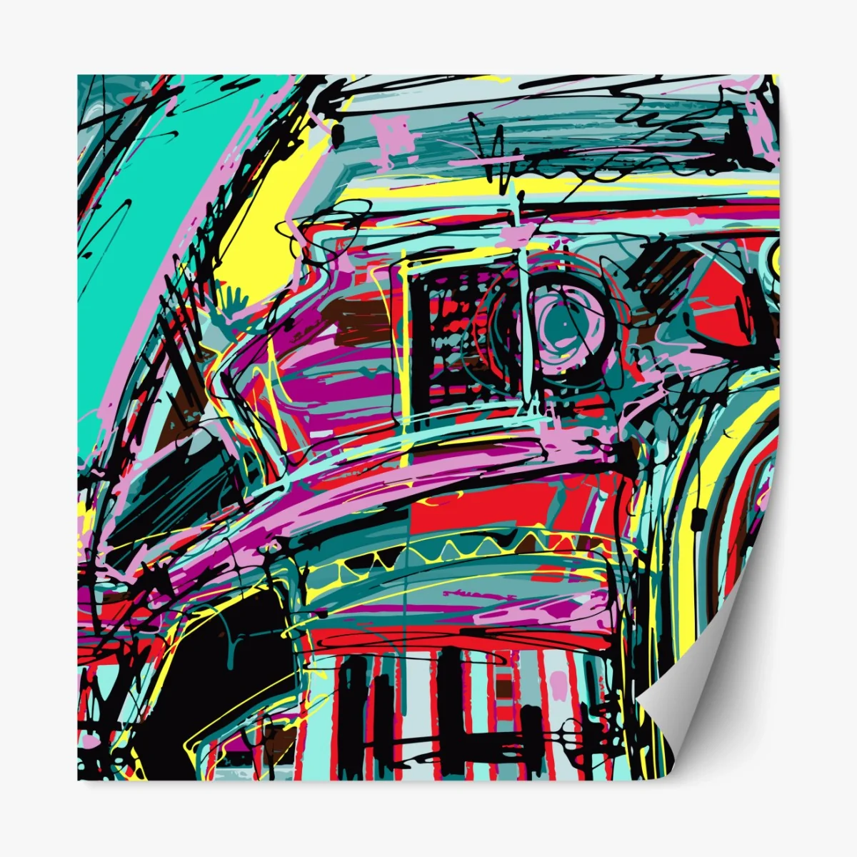 Repositionierbarer Aufkleber lebhafte türkis abstrakte autokomposition – Wallnifity® Repositionierbarer Aufkleber lebhafte türkis abstrakte autokomposition – Wallnifity®