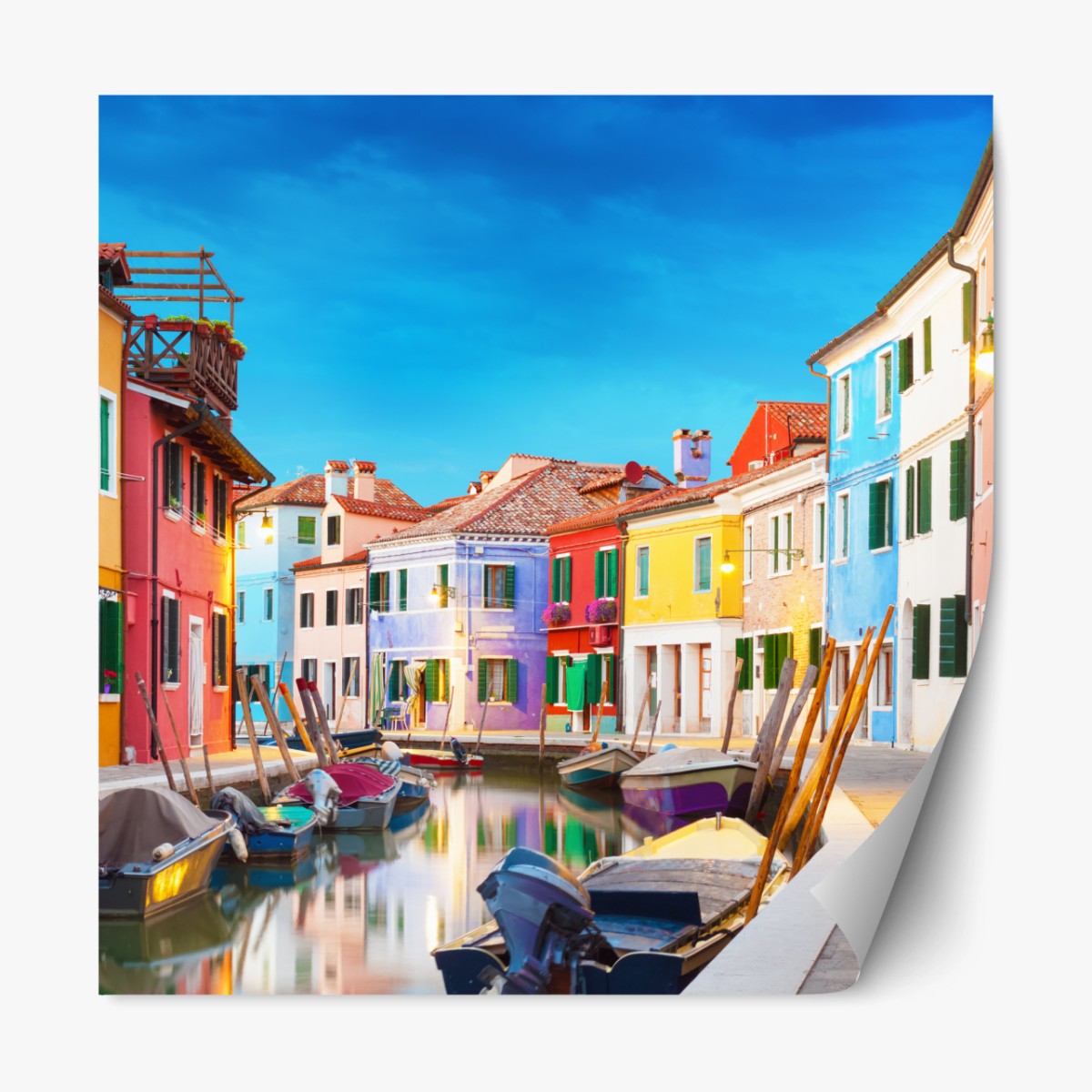 Repositionierbarer Aufkleber bunte häuser in Burano, Venedig – Wallnifity®