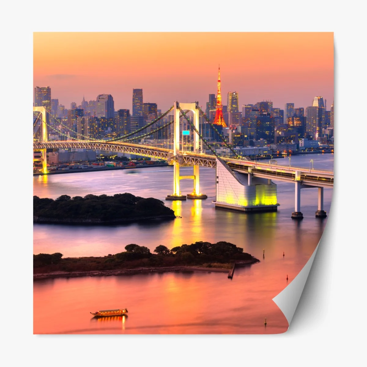 Repositionierbarer Aufkleber Tokio skyline bei sonnenuntergang – Wallnifity®