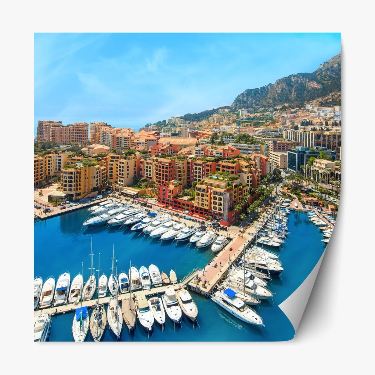 Repositionierbarer Aufkleber sonnige marina und küstenstadt – Wallnifity® Repositionierbarer Aufkleber sonnige marina und küstenstadt – Wallnifity®