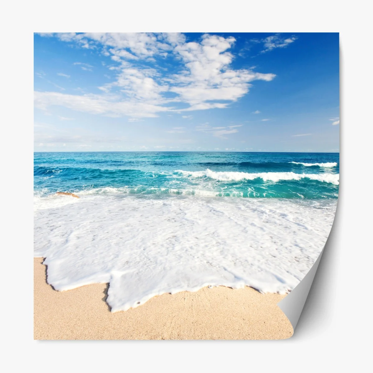 Repositionierbarer Aufkleber türkisfarbene wellen am sandstrand – Wallnifity® Repositionierbarer Aufkleber türkisfarbene wellen am sandstrand – Wallnifity®