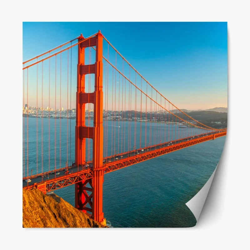 Repositionierbarer Aufkleber Golden Gate bei sonnenuntergang