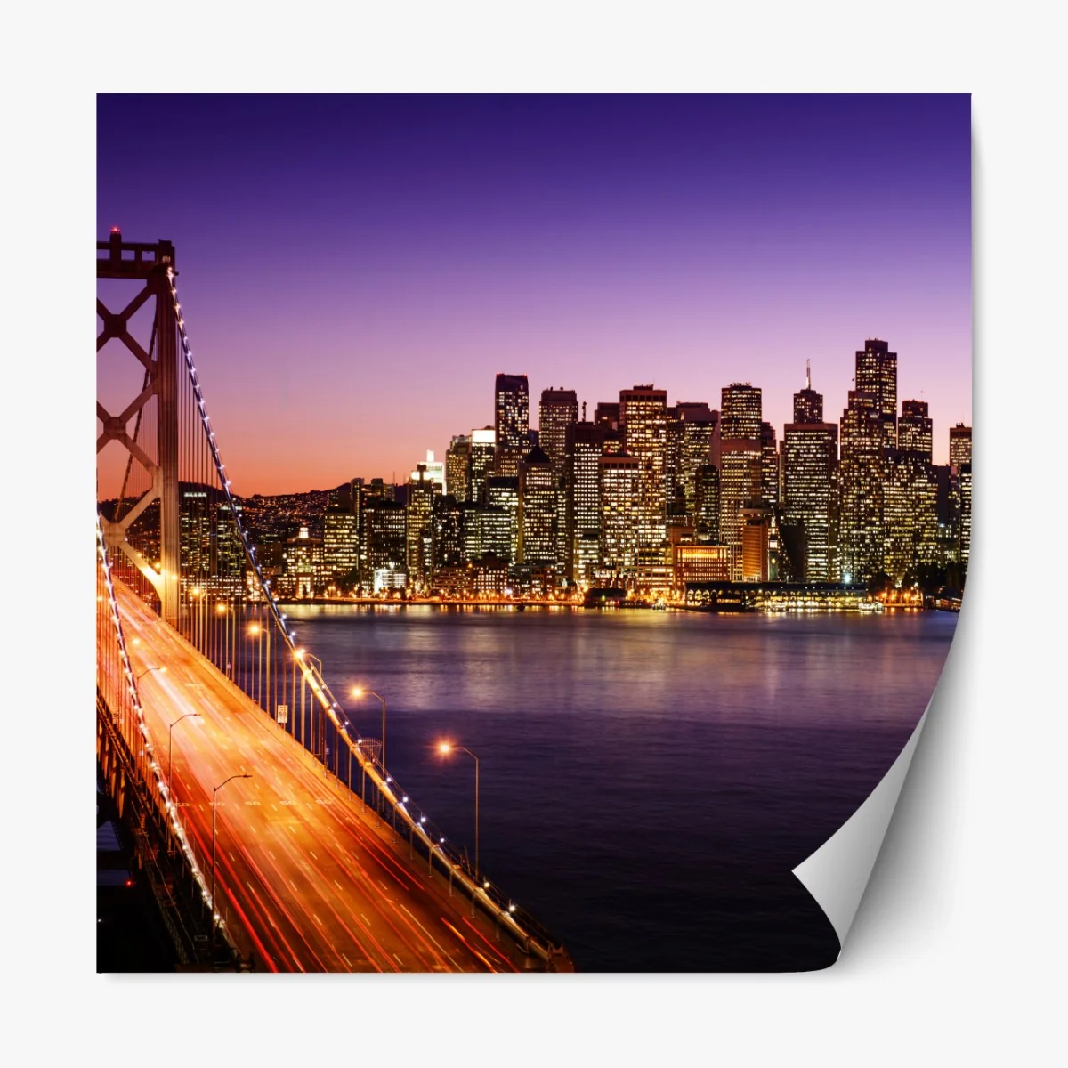 Repositionierbarer Aufkleber San Francisco skyline bei sonnenuntergang – Wallnifity® Repositionierbarer Aufkleber San Francisco skyline bei sonnenuntergang – Wallnifity®