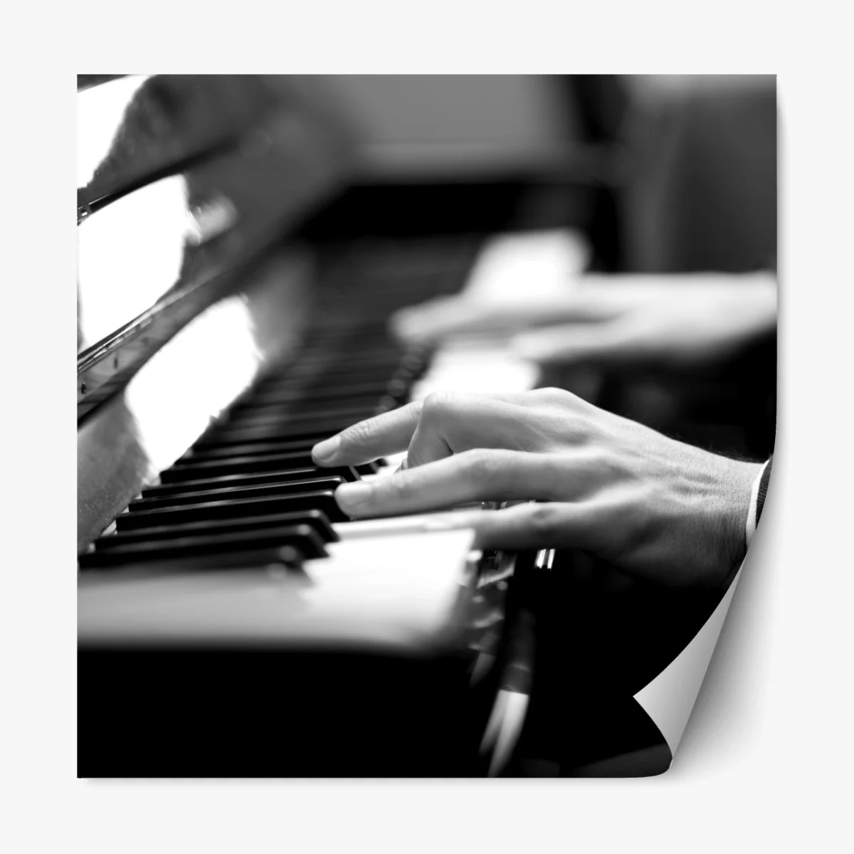 Repositionierbarer Aufkleber intime hände auf klaviertasten in monochrom – Wallnifity® Repositionierbarer Aufkleber intime hände auf klaviertasten in monochrom – Wallnifity®