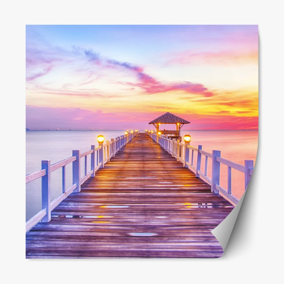 Repositionierbarer Aufkleber sonnenuntergang am steg zum ruhigen horizont – Wallnifity® Repositionierbarer Aufkleber sonnenuntergang am steg zum ruhigen horizont – Wallnifity®