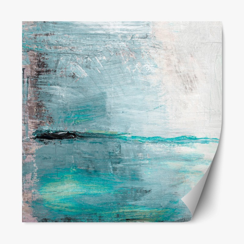 Repositionierbarer Aufkleber tropisches blättermuster auf zickzack-hintergrund – Wallnifity®