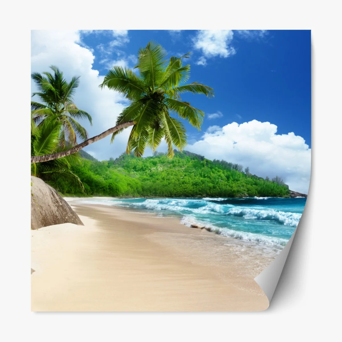 Repositionierbarer Aufkleber ruhiger tropischer strand auf Mahe, Seychellen – Wallnifity® Repositionierbarer Aufkleber ruhiger tropischer strand auf Mahe, Seychellen – Wallnifity®