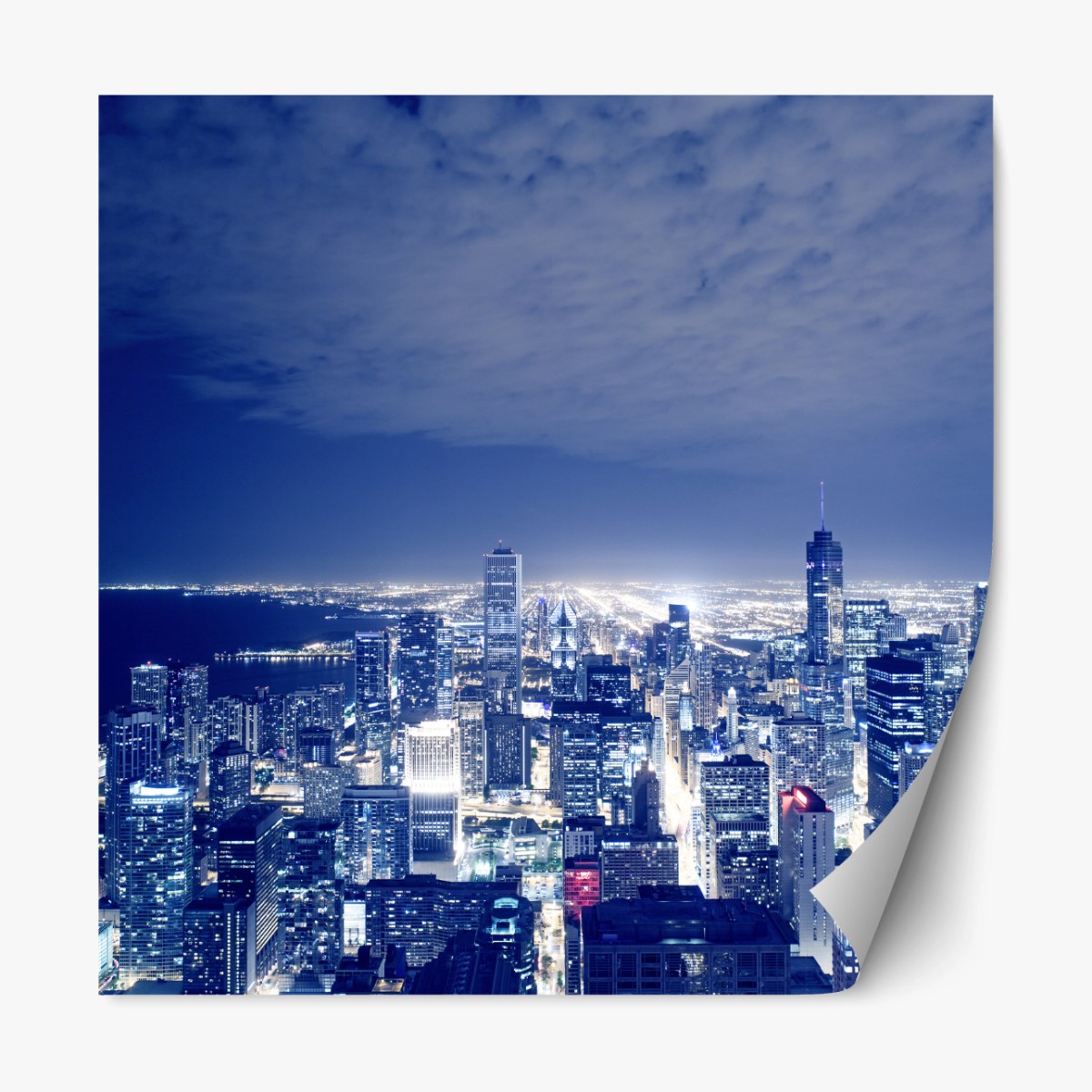 Repositionierbarer Aufkleber Chicago nächtliche skyline panorama – Wallnifity® Repositionierbarer Aufkleber Chicago nächtliche skyline panorama – Wallnifity®