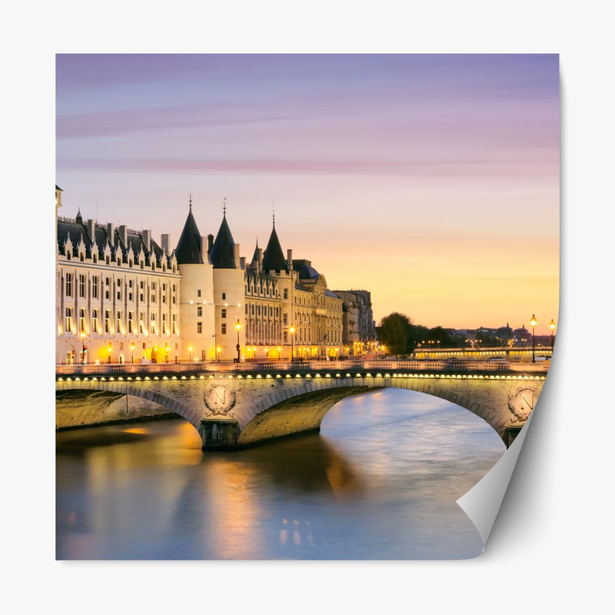 Repositionierbarer Aufkleber Paris sonnenuntergang über der historischen brücke – Wallnifity® Repositionierbarer Aufkleber Paris sonnenuntergang über der historischen brücke – Wallnifity®