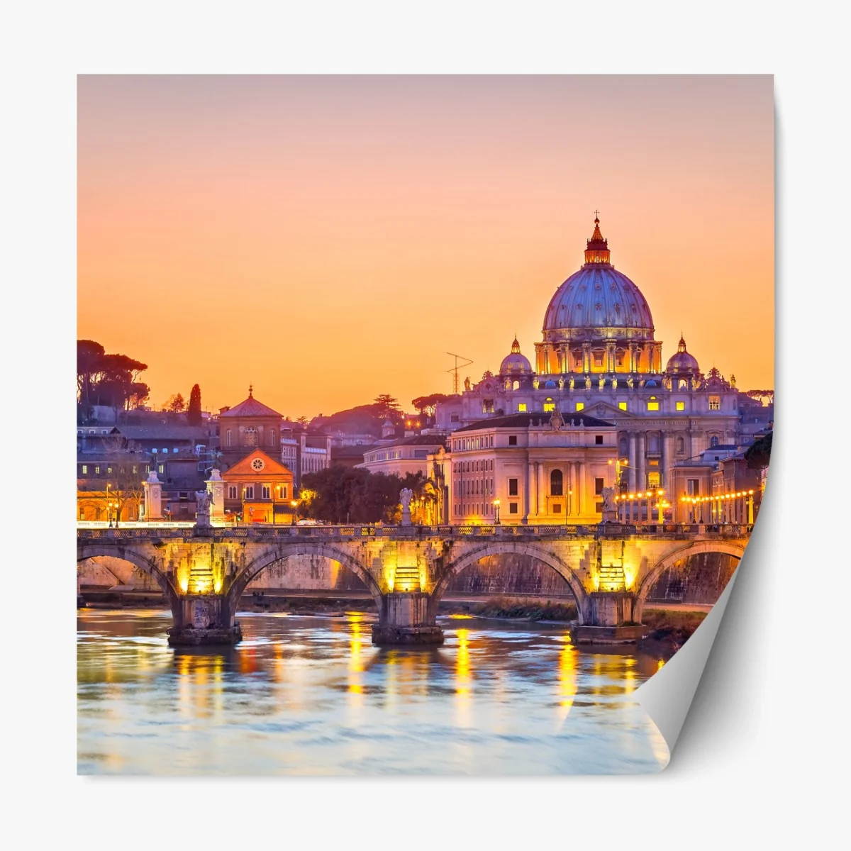 Repositionierbarer Aufkleber sonnenuntergang über dem Petersdom und dem Tiber – Wallnifity® Repositionierbarer Aufkleber sonnenuntergang über dem Petersdom und dem Tiber – Wallnifity®