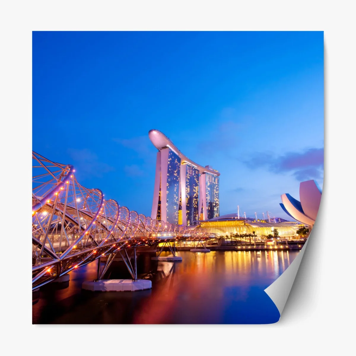 Repositionierbarer Aufkleber stadtbild Marina Bay bei dämmerung – Wallnifity® Repositionierbarer Aufkleber stadtbild Marina Bay bei dämmerung – Wallnifity®