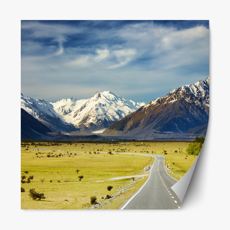 Repositionierbarer Aufkleber sonnenuntergang am see mit vertäuten booten – Wallnifity®