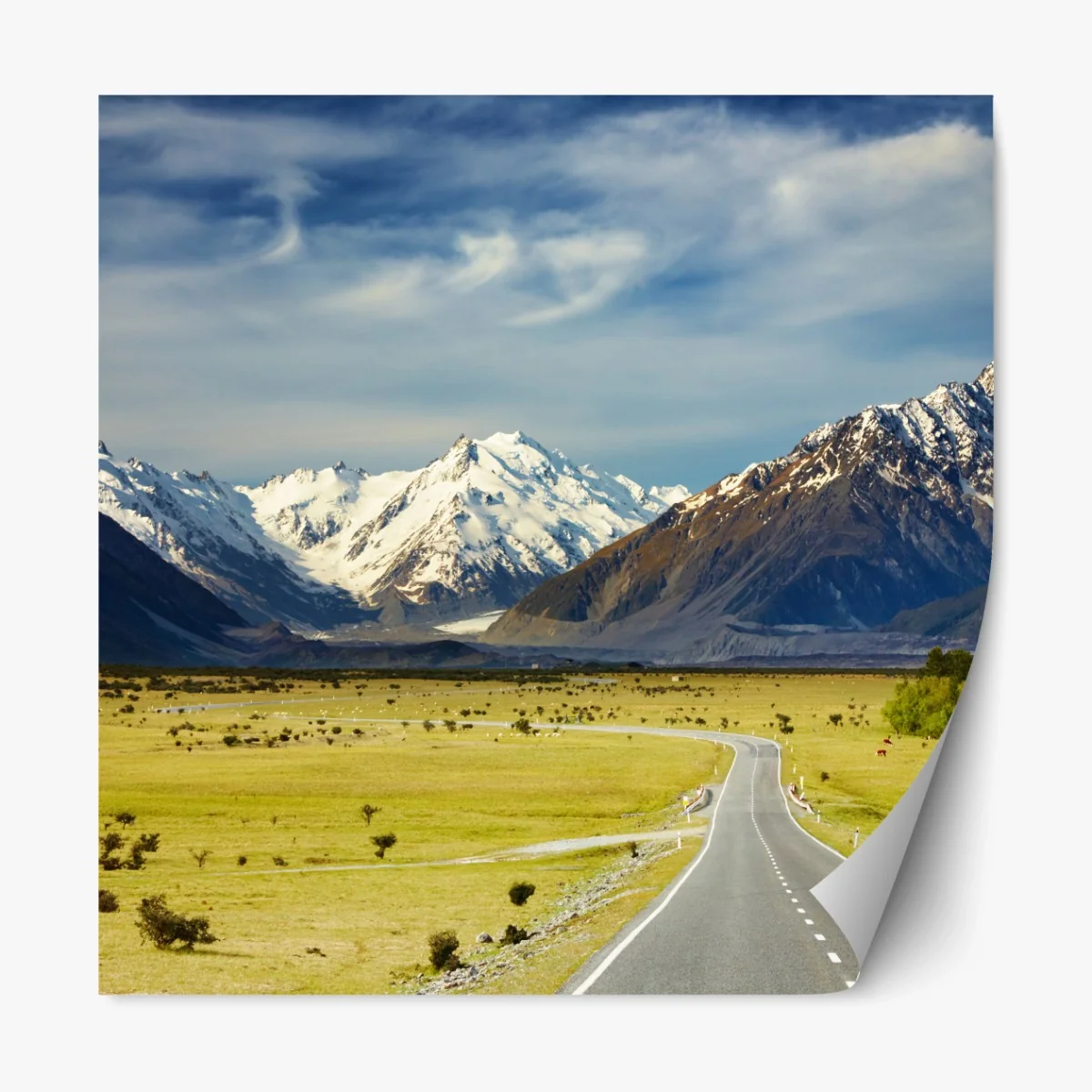 Repositionierbarer Aufkleber straße zu den Südlichen Alpen, Neuseeland – Wallnifity® Repositionierbarer Aufkleber straße zu den Südlichen Alpen, Neuseeland – Wallnifity®