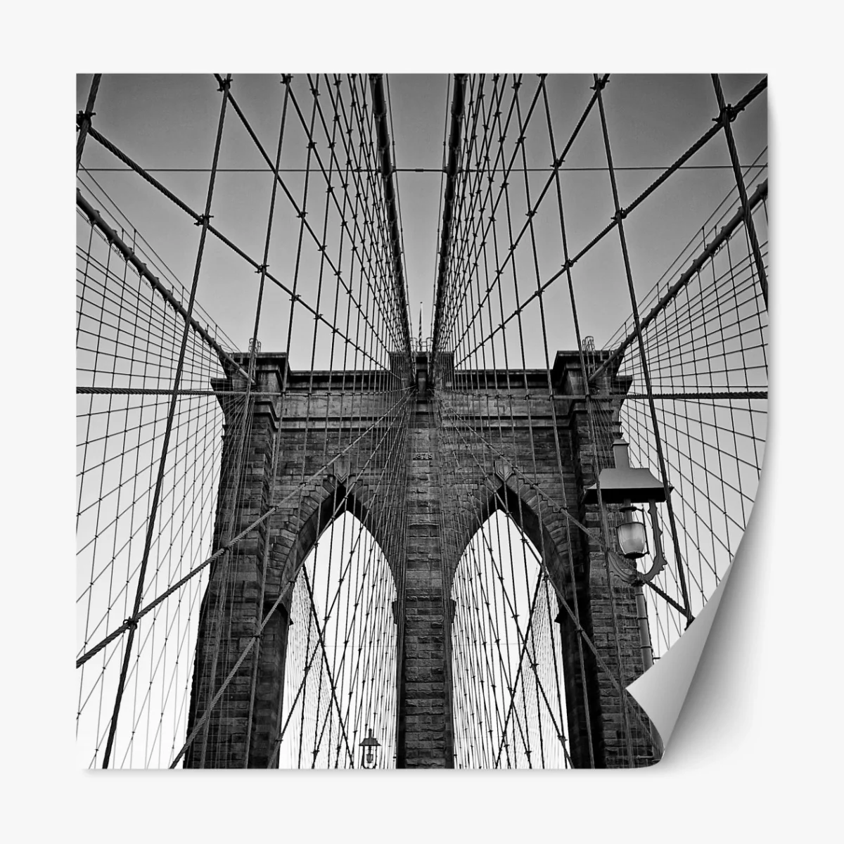 Repositionierbarer Aufkleber symmetrische hängebrücke in schwarzweiß – Wallnifity® Repositionierbarer Aufkleber symmetrische hängebrücke in schwarzweiß – Wallnifity®