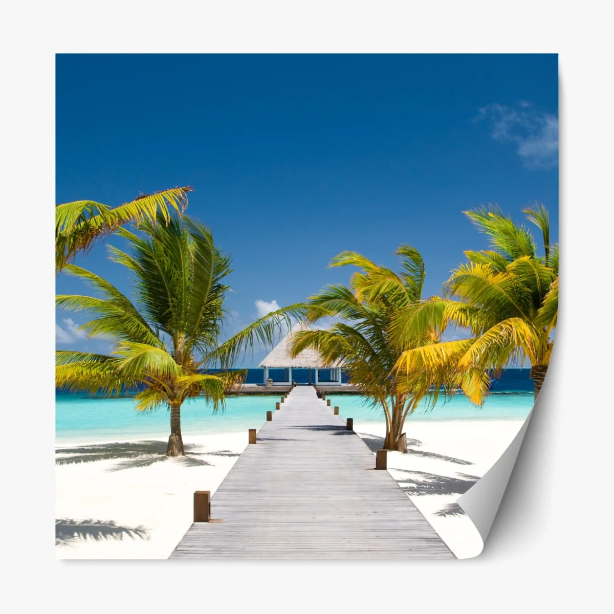 Repositionierbarer Aufkleber tropischer steg über türkisfarbenes meer – Wallnifity® Repositionierbarer Aufkleber tropischer steg über türkisfarbenes meer – Wallnifity®