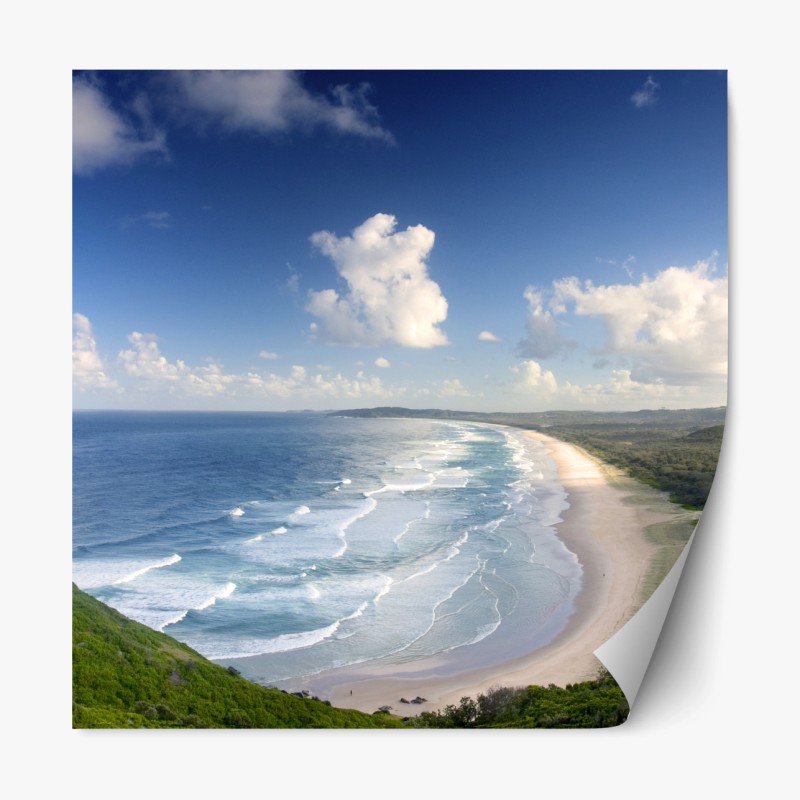 Repositionierbarer Aufkleber sonnenbeschienenes Santorini-dorf am meer – Wallnifity®