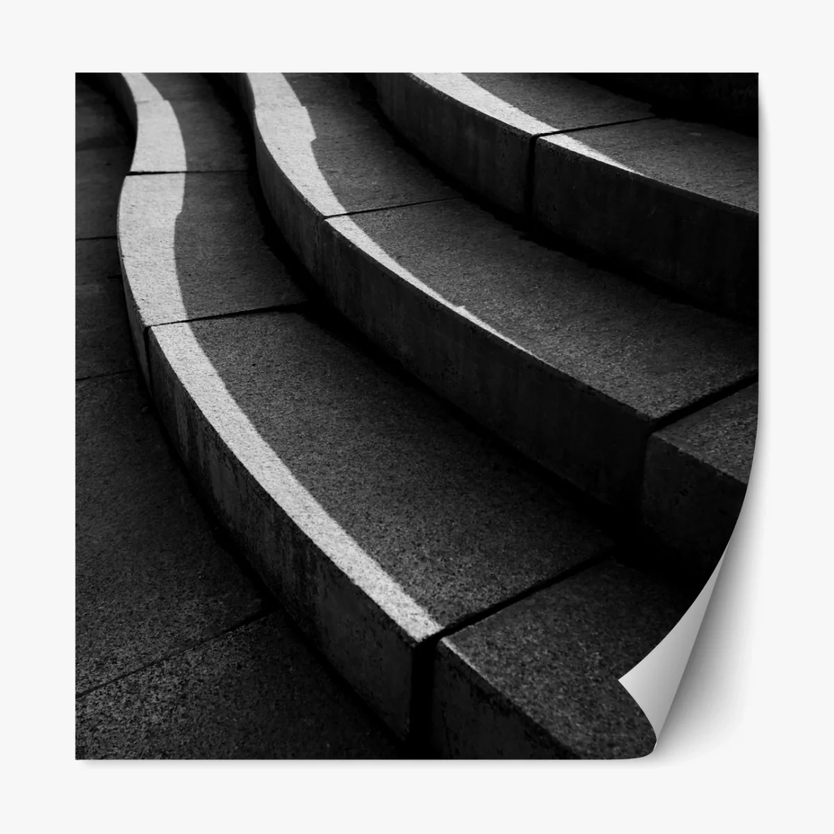 Repositionierbarer Aufkleber geschwungene betontreppe im schatten – Wallnifity® Repositionierbarer Aufkleber geschwungene betontreppe im schatten – Wallnifity®