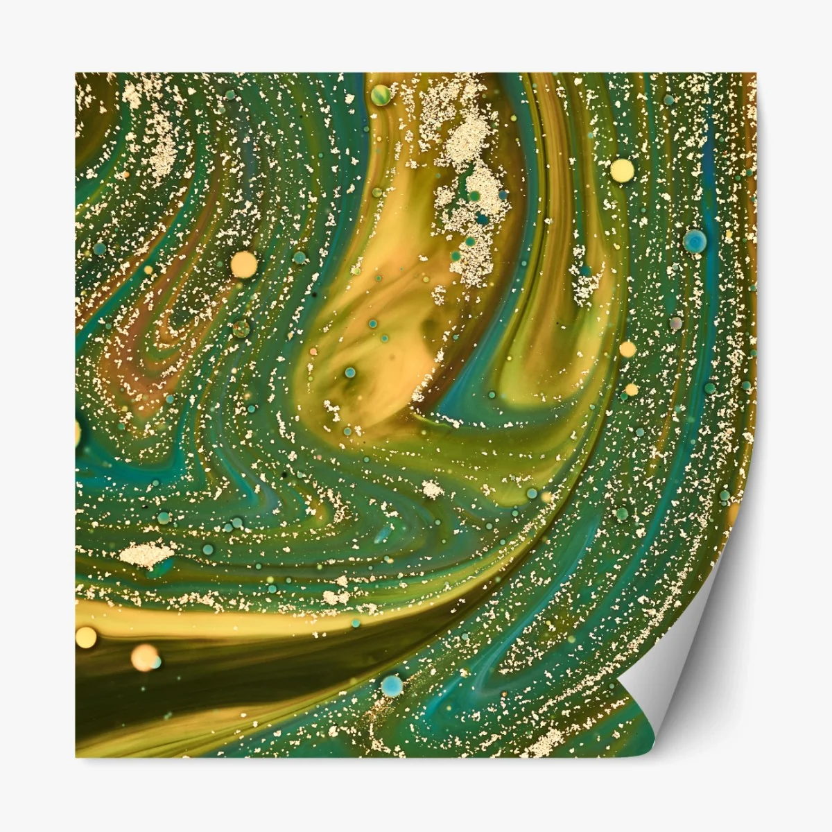 Repositionierbarer Aufkleber grün-goldene flüssige marmorierte kunst – Wallnifity® Repositionierbarer Aufkleber grün-goldene flüssige marmorierte kunst – Wallnifity®