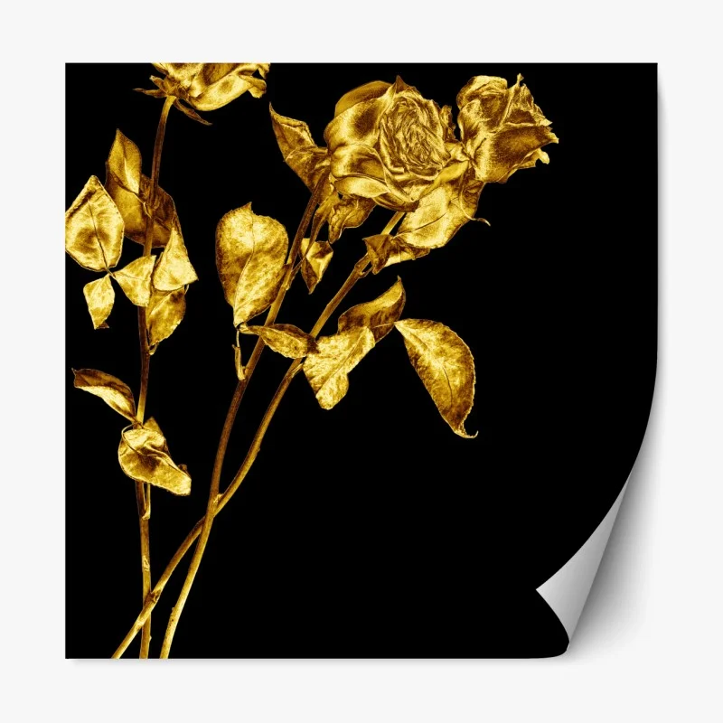 Repositionierbarer Aufkleber goldene rosen vor schwarzem hintergrund
