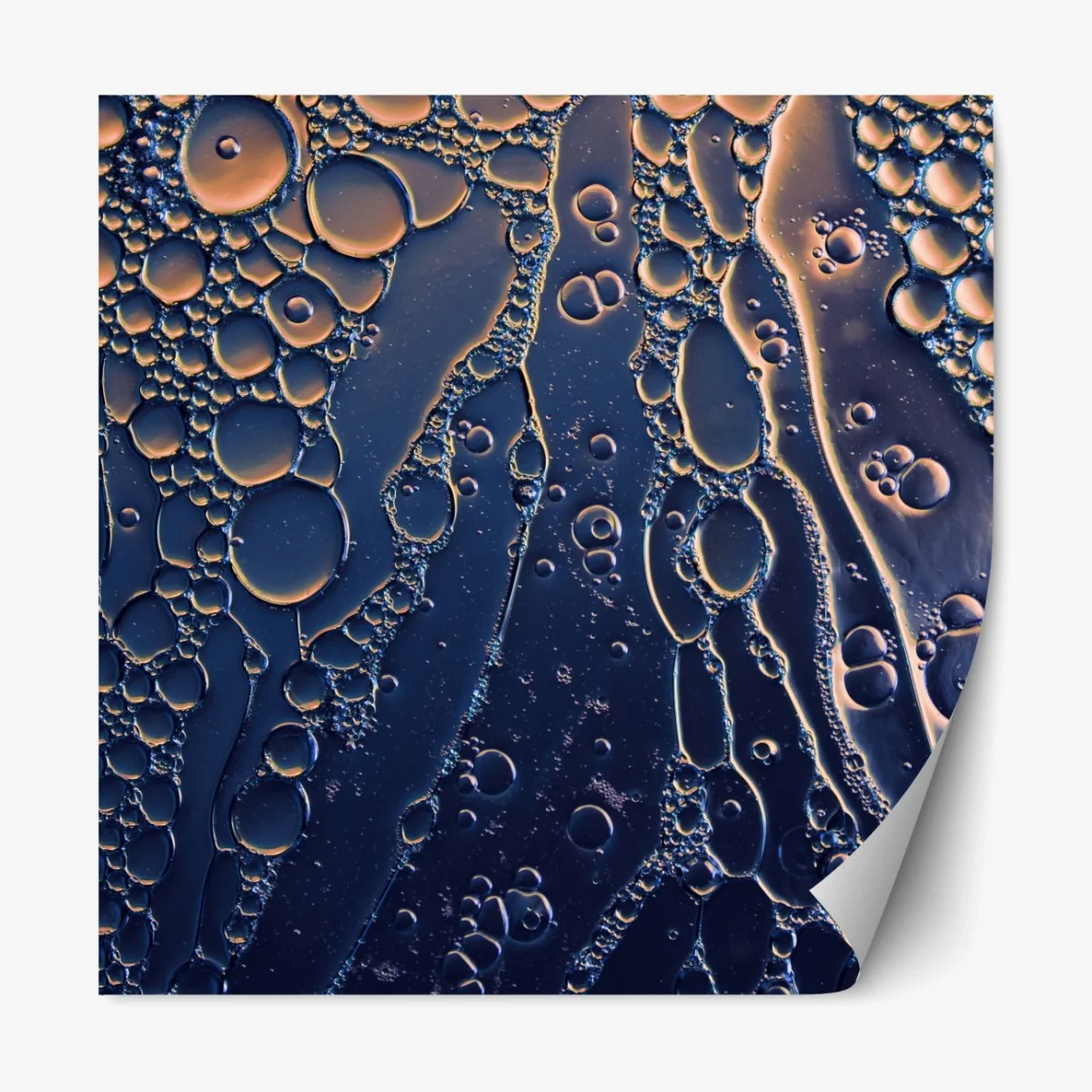 Repositionierbarer Aufkleber blaue und goldene abstrakte blasen – Wallnifity® Repositionierbarer Aufkleber blaue und goldene abstrakte blasen – Wallnifity®