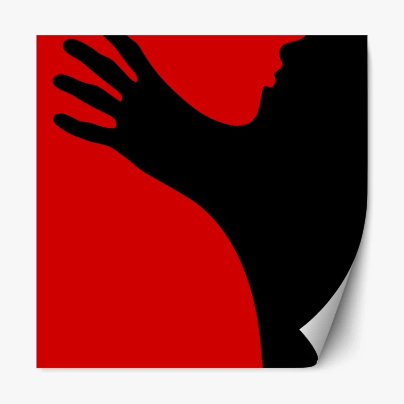 Repositionierbarer Aufkleber kräftige rot-schwarze silhouette