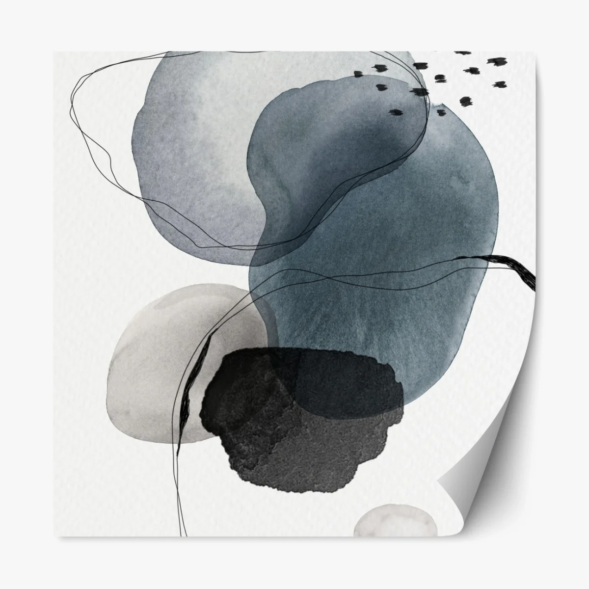 Repositionierbarer Aufkleber ruhige blaue aquarellkugeln – Wallnifity®