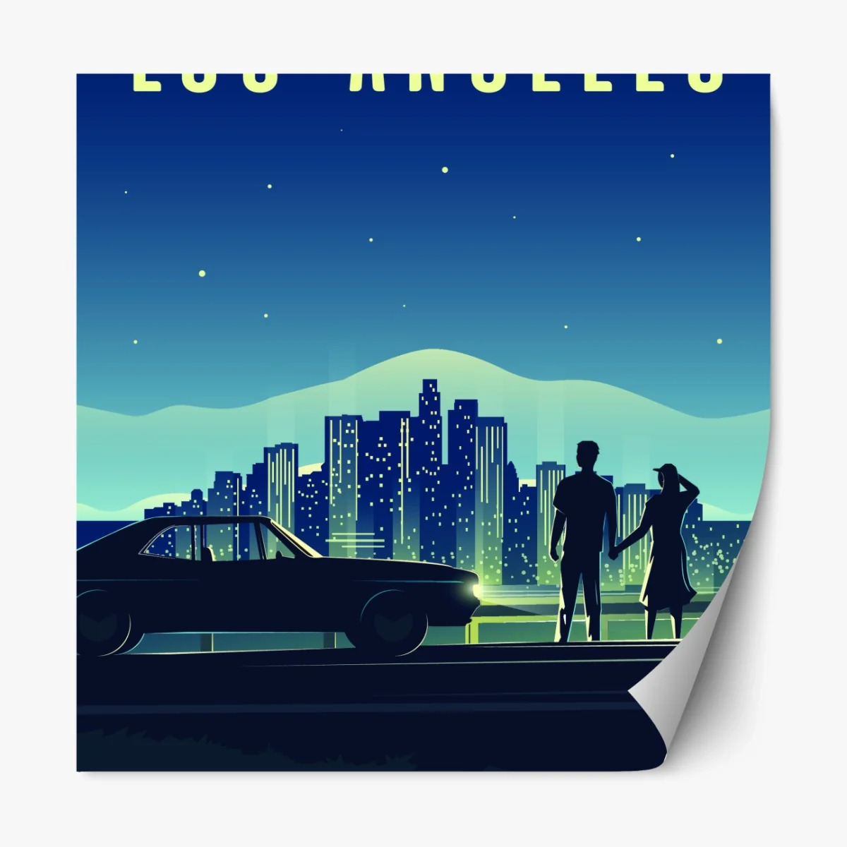 Repositionierbarer Aufkleber Los Angeles nächtliche skyline – Wallnifity®