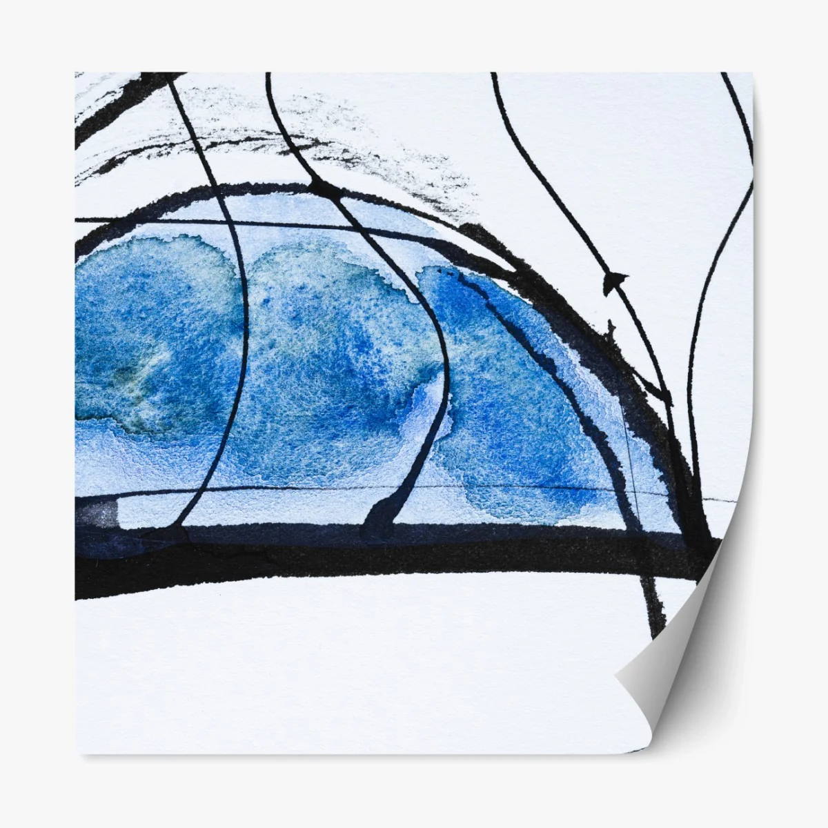 Repositionierbarer Aufkleber blaue abstrakte tusche- und aquarellkomposition – Wallnifity® Repositionierbarer Aufkleber blaue abstrakte tusche- und aquarellkomposition – Wallnifity®