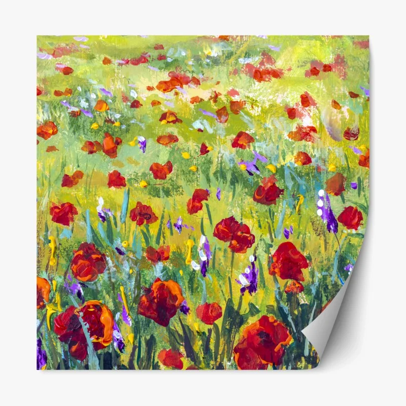Repositionierbarer Aufkleber impressionistische mohnwiese