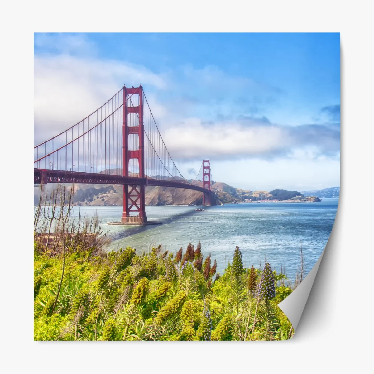 Repositionierbarer Aufkleber Golden Gate über der Bucht von San Francisco – Wallnifity® Repositionierbarer Aufkleber Golden Gate über der Bucht von San Francisco – Wallnifity®