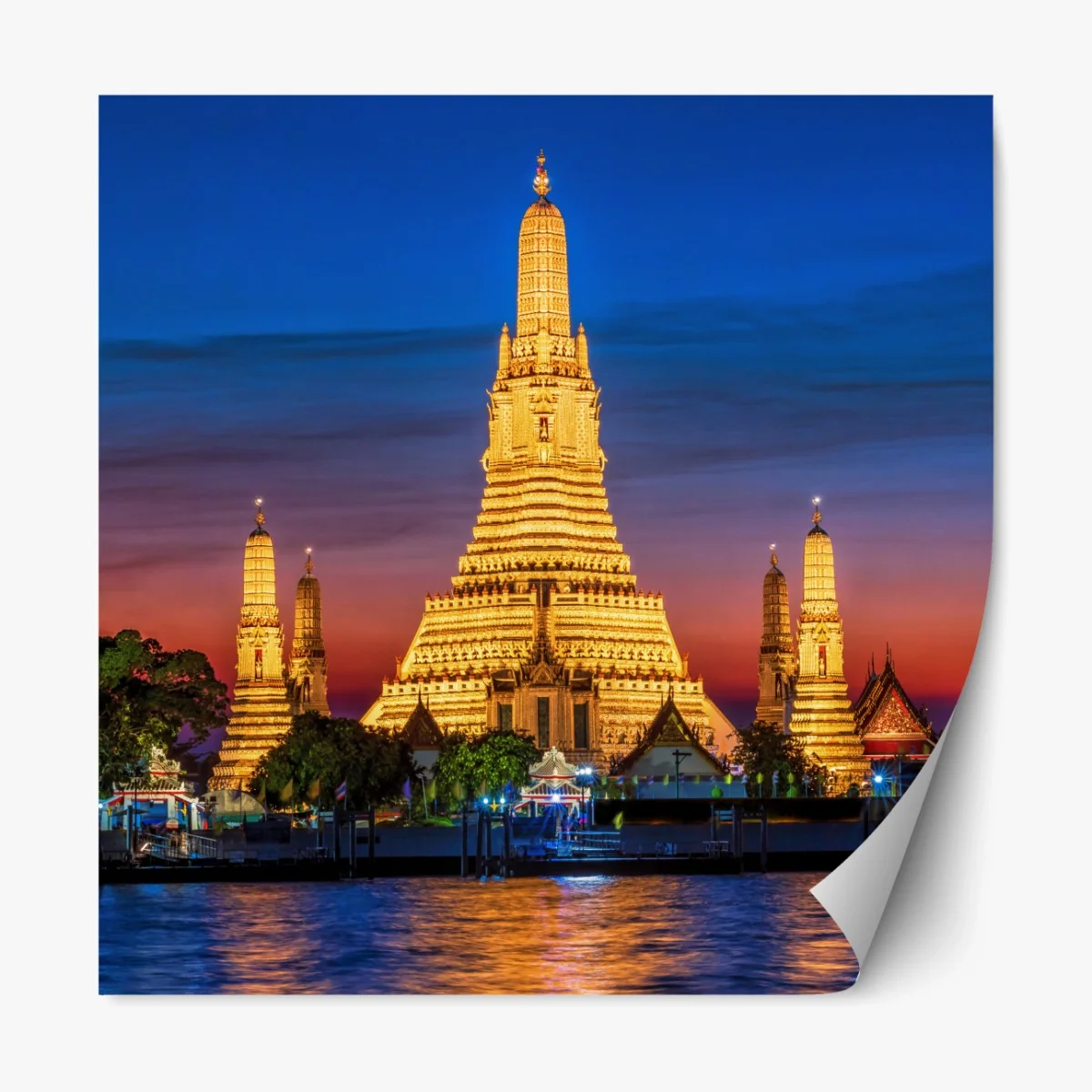 Repositionierbarer Aufkleber goldenes Wat Arun in der dämmerung – Wallnifity® Repositionierbarer Aufkleber goldenes Wat Arun in der dämmerung – Wallnifity®