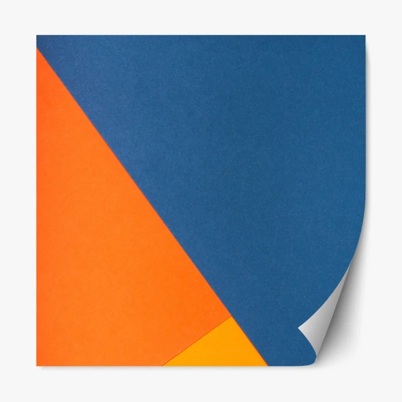 Repositionierbarer Aufkleber mutige geometrische komposition in blau und orange