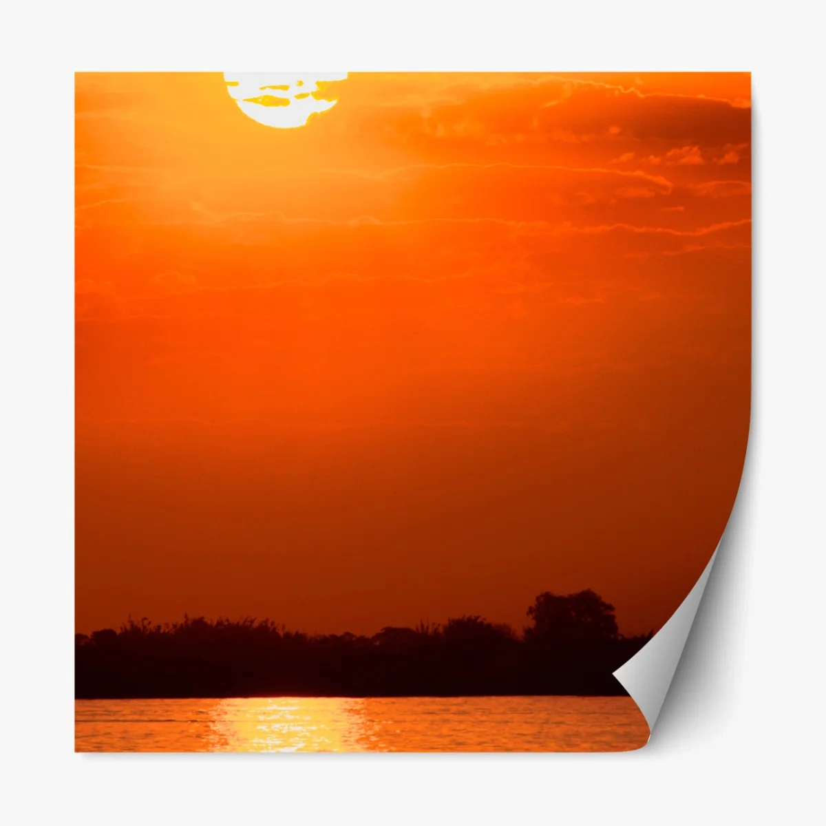 Repositionierbarer Aufkleber goldener sonnenuntergang über ruhigem see – Wallnifity®