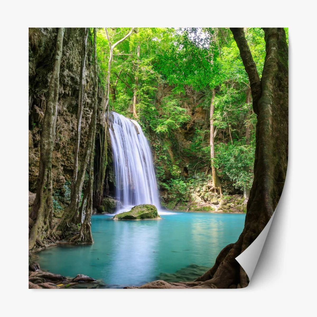 Repositionierbarer Aufkleber ruhiger wasserfall im Erawan Nationalpark – Wallnifity® Repositionierbarer Aufkleber ruhiger wasserfall im Erawan Nationalpark – Wallnifity®
