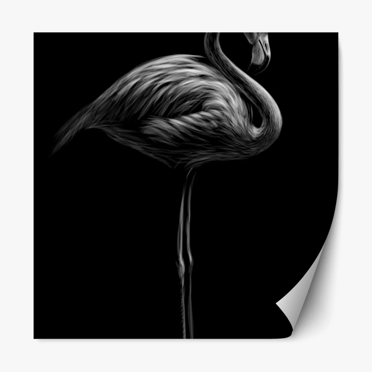 Repositionierbarer Aufkleber graustufen-flamingo-silhouette – Wallnifity® Repositionierbarer Aufkleber graustufen-flamingo-silhouette – Wallnifity®