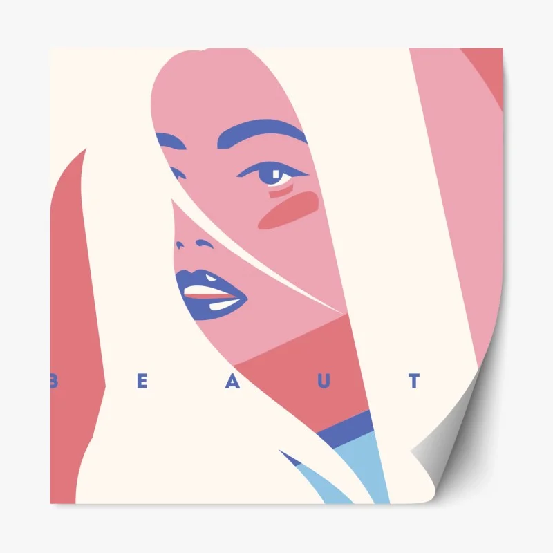 Repositionierbarer Aufkleber pastell pop-art porträt der schönheit