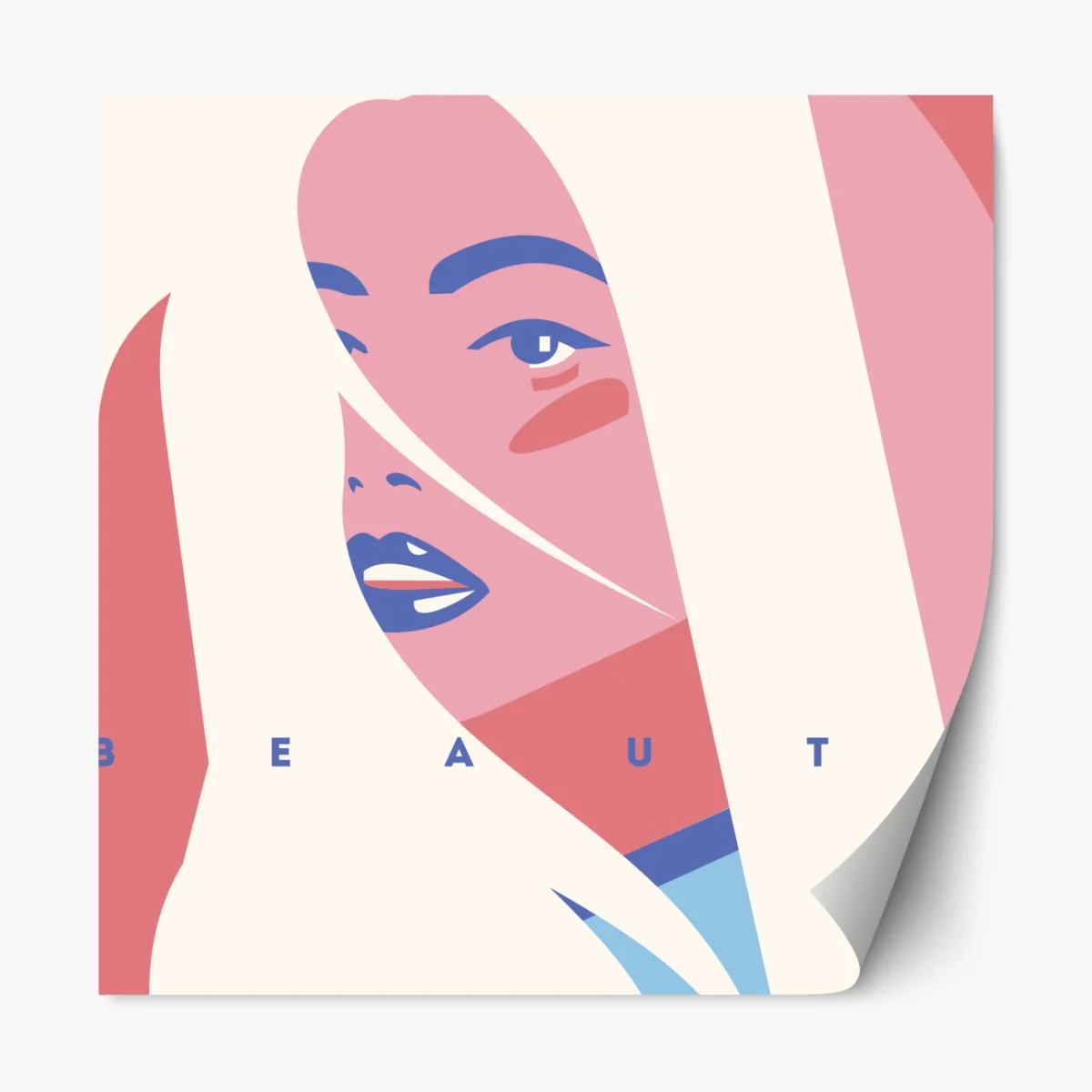 Repositionierbarer Aufkleber pastell pop-art porträt der schönheit – Wallnifity®