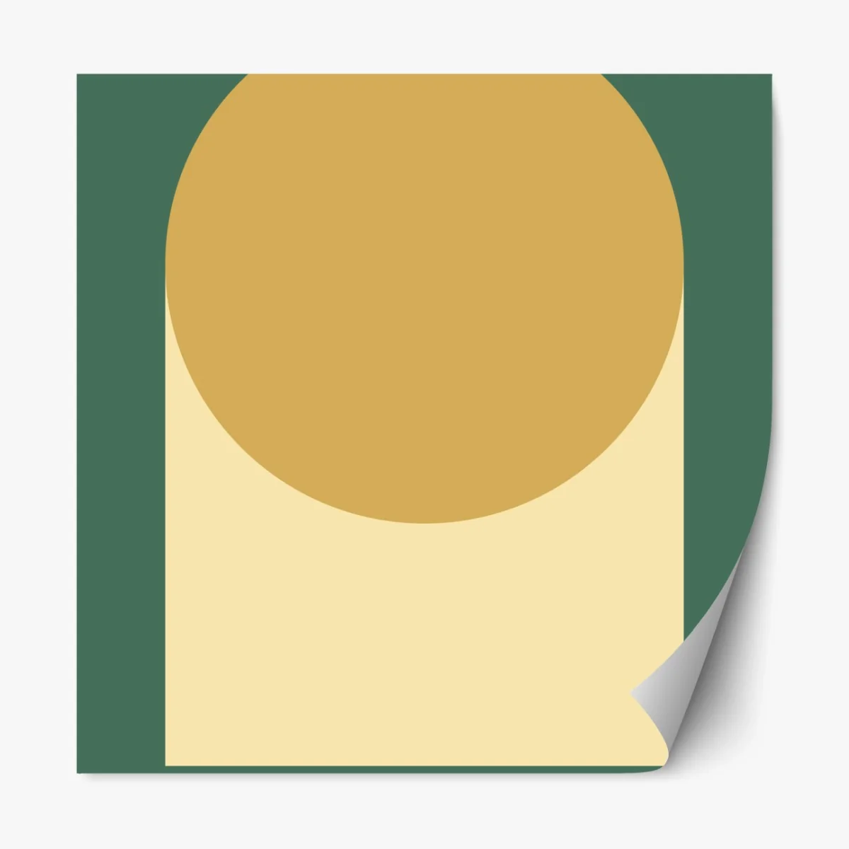 Repositionierbarer Aufkleber goldene sonne über geometrischem block – Wallnifity® Repositionierbarer Aufkleber goldene sonne über geometrischem block – Wallnifity®