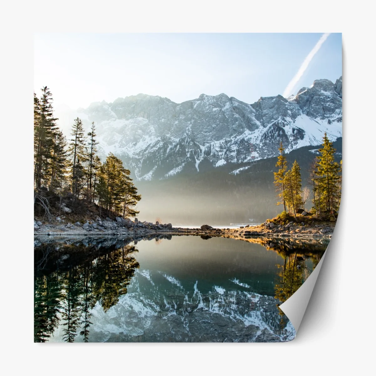 Repositionierbarer Aufkleber bergsee spiegelung bei sonnenaufgang – Wallnifity® Repositionierbarer Aufkleber bergsee spiegelung bei sonnenaufgang – Wallnifity®