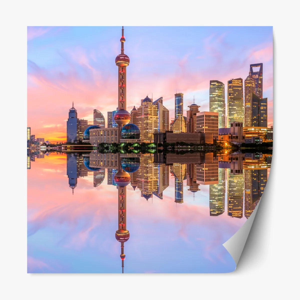 Repositionierbarer Aufkleber Shanghai skyline bei sonnenaufgang – Wallnifity® Repositionierbarer Aufkleber Shanghai skyline bei sonnenaufgang – Wallnifity®