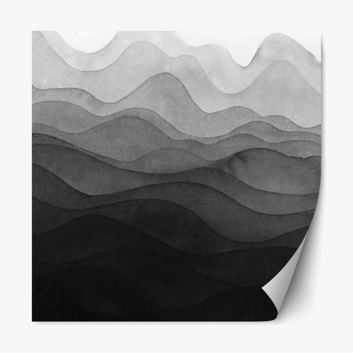 Repositionierbarer Aufkleber monochrome geschichtete berge – Wallnifity® Repositionierbarer Aufkleber monochrome geschichtete berge – Wallnifity®