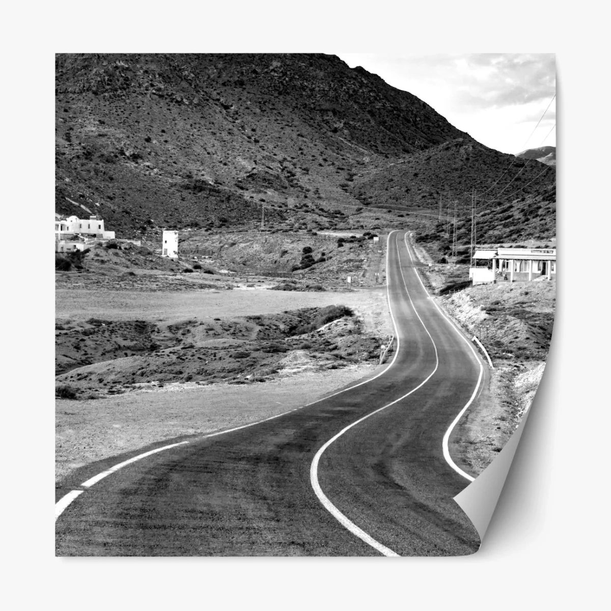 Repositionierbarer Aufkleber gewundene straße durch die berge – Wallnifity® Repositionierbarer Aufkleber gewundene straße durch die berge – Wallnifity®