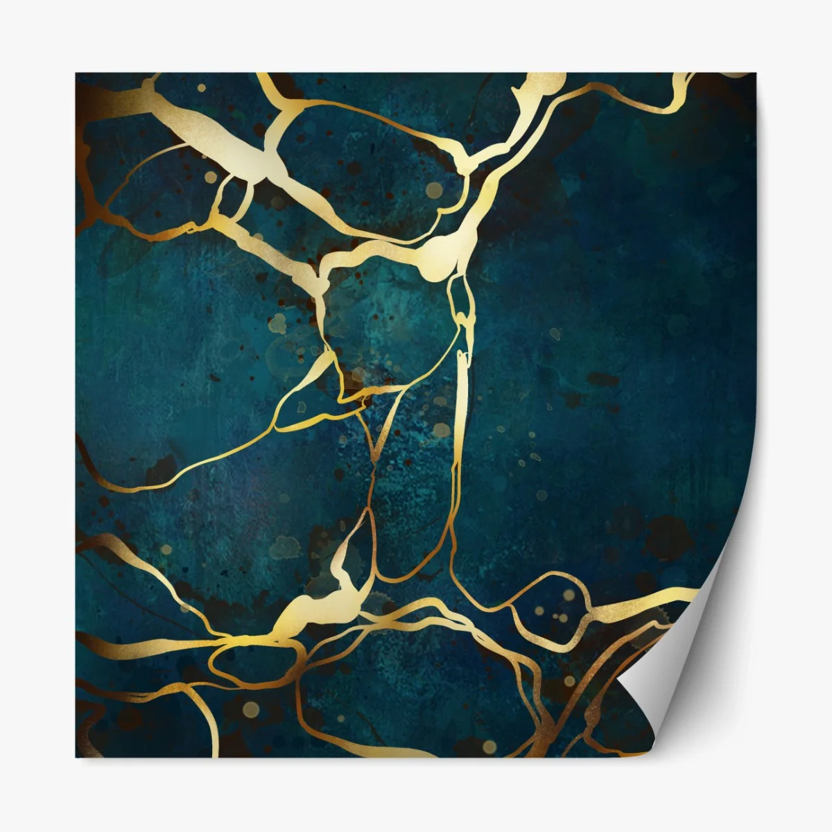 Repositionierbarer Aufkleber türkis und gold abstrakt mit goldenen adern – Wallnifity® Repositionierbarer Aufkleber türkis und gold abstrakt mit goldenen adern – Wallnifity®